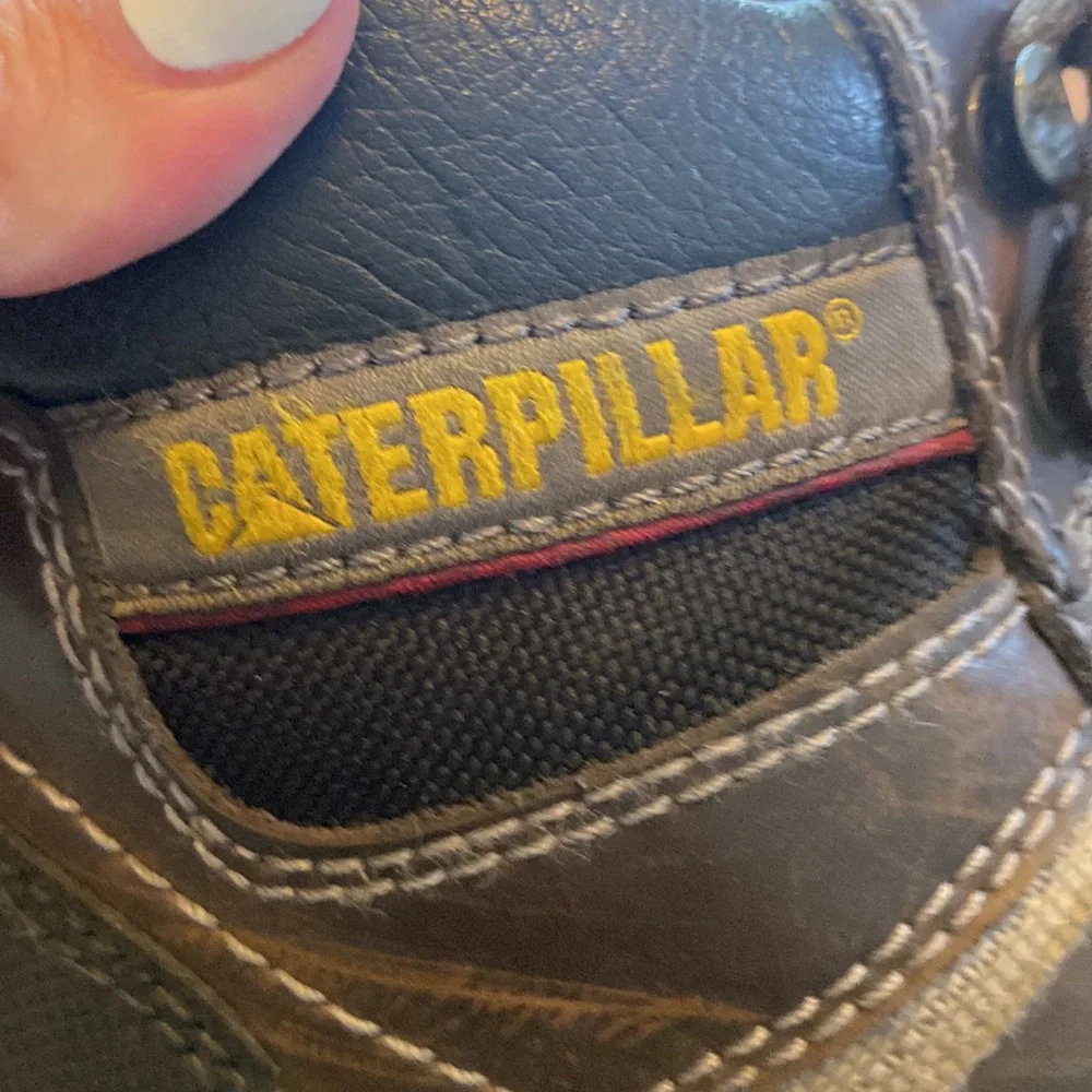 Caterpillar Brown Black Boots 8 Leather Upper Steel Toe